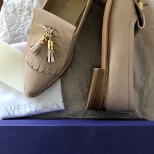 9M Stuart Weitzman Metaltass Patent Leather Loafer